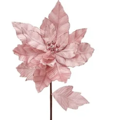 Regency Velvet Poinsettia with Glitter Edge Stem