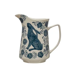 Creative Coop Vintage Rabbit Floral Pitcher