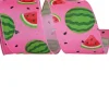 Reliant Ribbon Watermelon and Seeds Linen Ribbon, 2.5" X 10YD