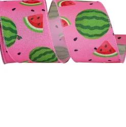 Reliant Ribbon Watermelon and Seeds Linen Ribbon, 2.5" X 10YD