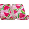 Reliant Ribbon Watermelon Slices Linen Ribbon, 2.5" X 10YD