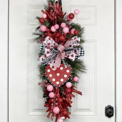 Reliant Ribbon White and Red Glitter Hearts - 2.5