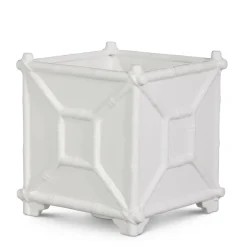 RAZ White Bamboo Planter, Medium