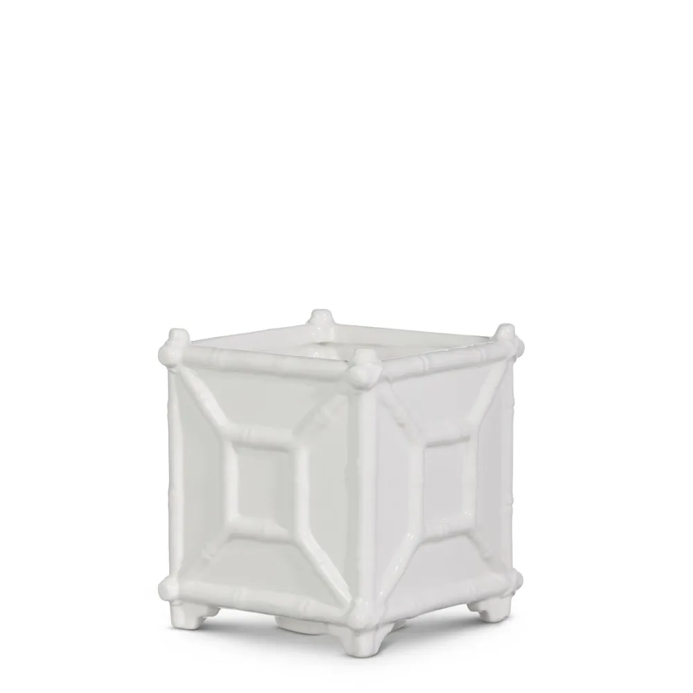 RAZ White Bamboo Planter, Small