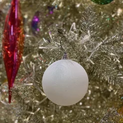 Farrisilk White Glitter Ball Ornament, 8"