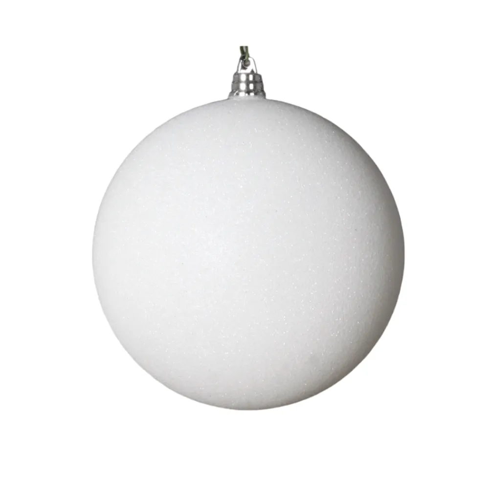 Farrisilk White Glitter Ball Ornament, 4"