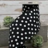 D. Stevens White Polka Dot on Black Linen Ribbon, 4" X 10YD