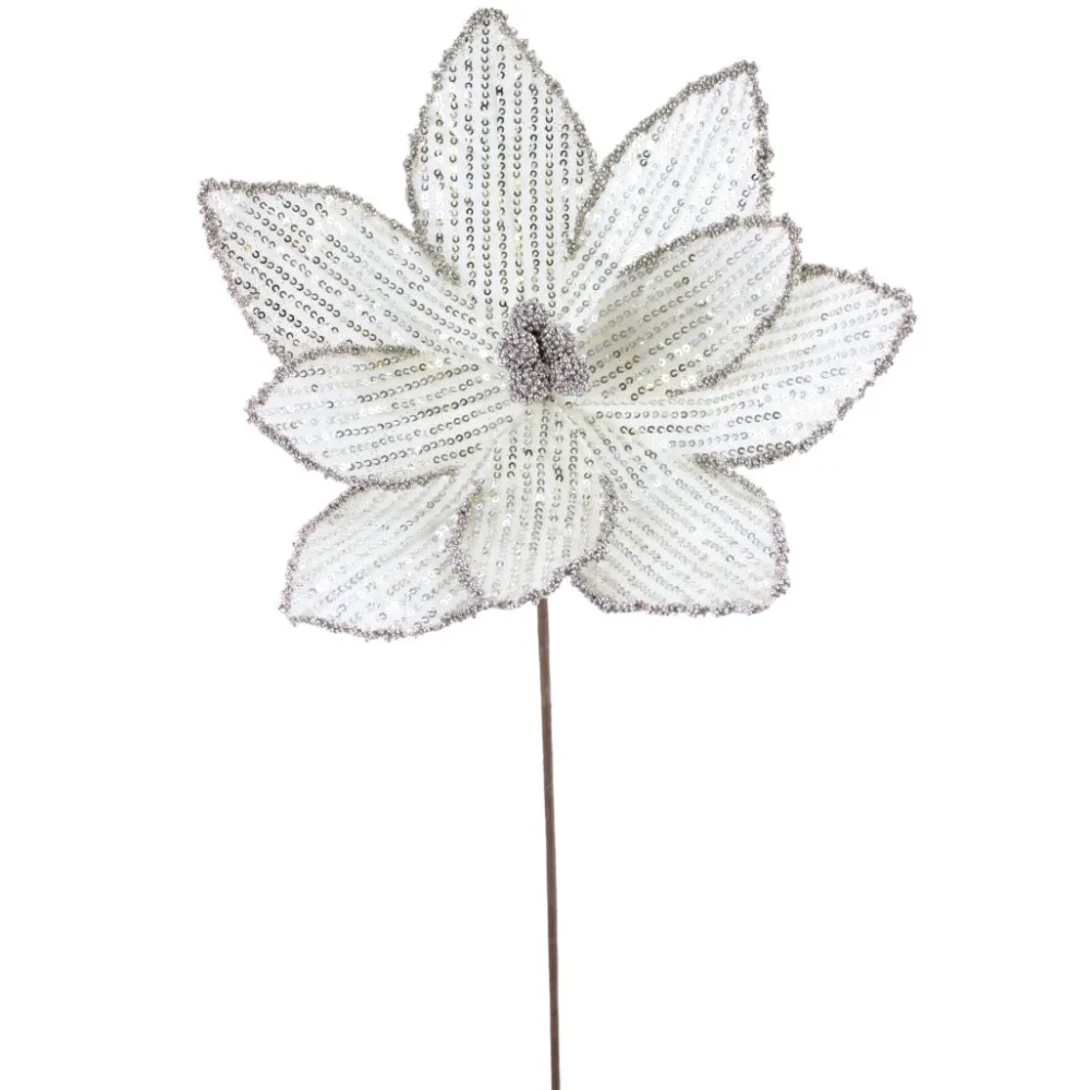 Direct Export Co. White Sequin Poinsettia