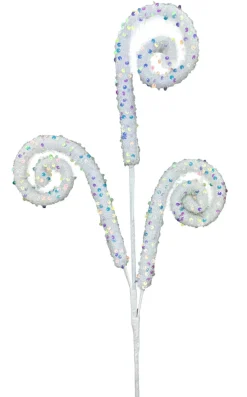 Liberty Floral White Sequin Spiral Curly Spray