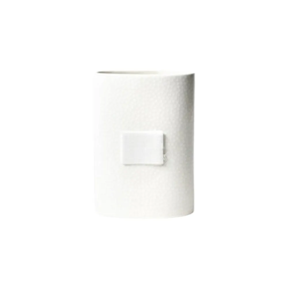Happy Everything White Small Dot Mini Oval Vase by !