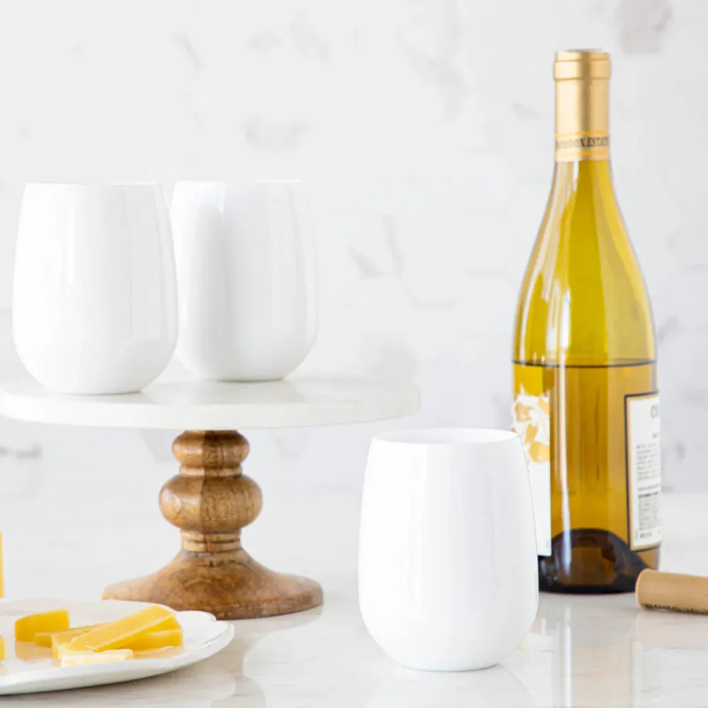 Hester & Cook White Stemless Wine Glass