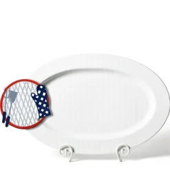 Happy Everything White Stripe Big Oval Platter by !