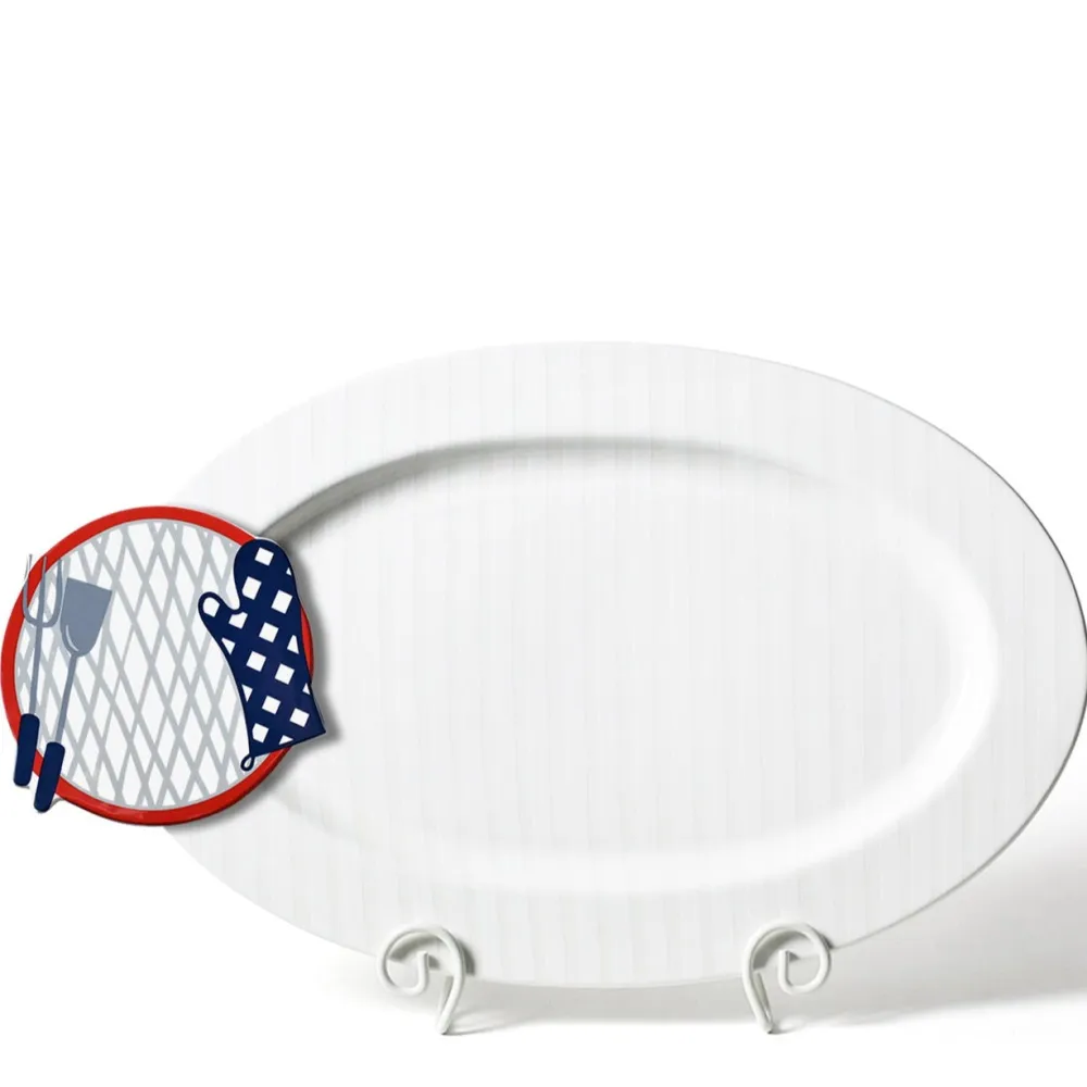 Happy Everything White Stripe Big Oval Platter by !