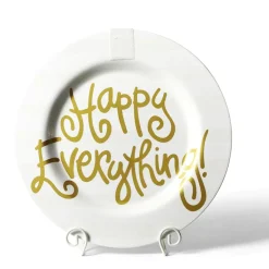 Happy Everything White Stripe Big Round Platter by !