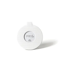Happy Everything White Stripe Round Frame by !
