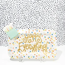 Happy Everything White Swirl Big Plate Stand by !