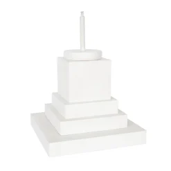 The Round Top Collection White Wood Display Stand, Short