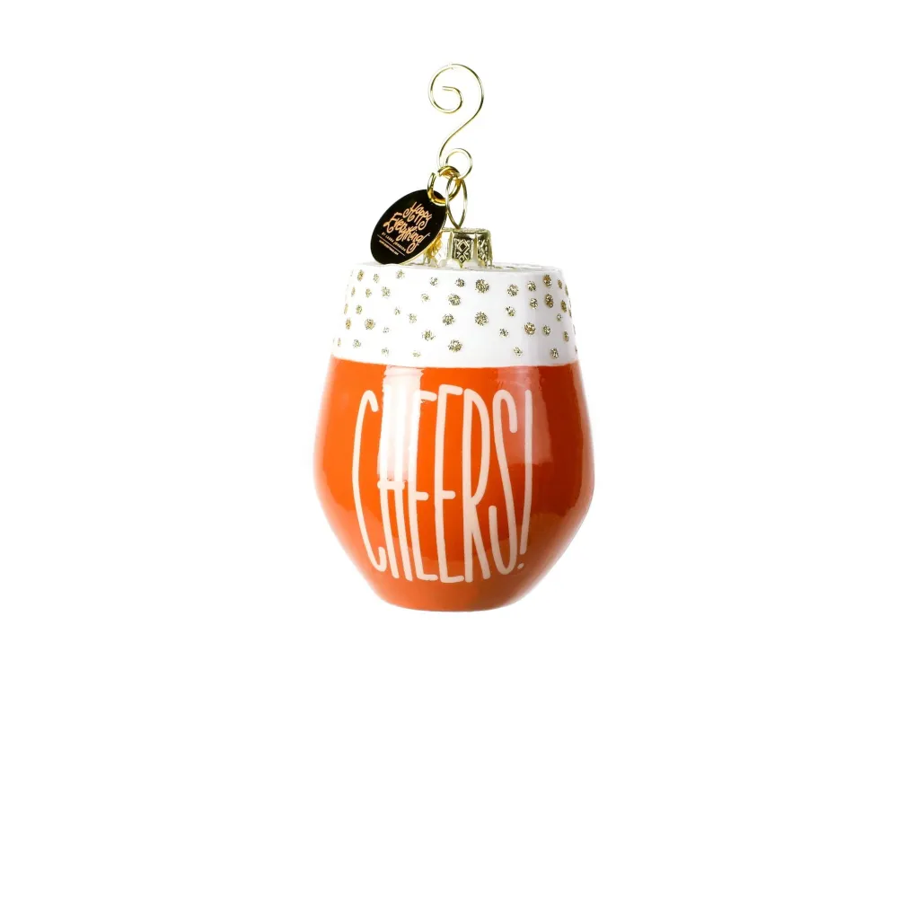 Happy Everything Wine Cheers Shaped Ornament