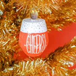 Happy Everything Wine Cheers Shaped Ornament