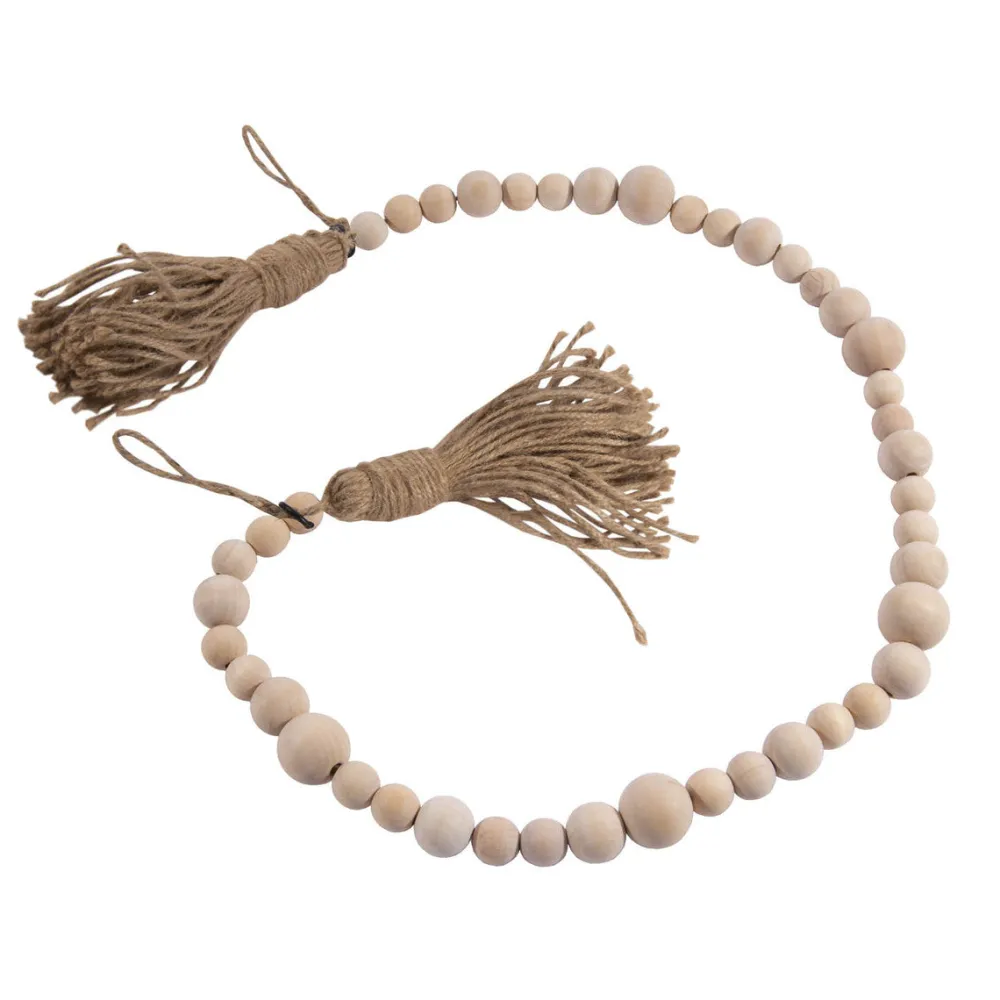The Round Top Collection Wooden Bead Garland With Tassels