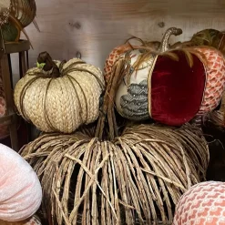 Liberty Floral Woven Corn Husk Pumpkin, Small