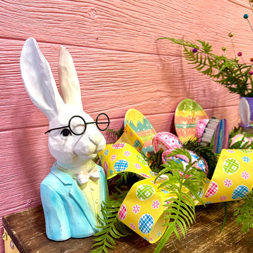 D. Stevens Yellow Easter Egg and Daisy Ribbon, 2.5" X 10YD